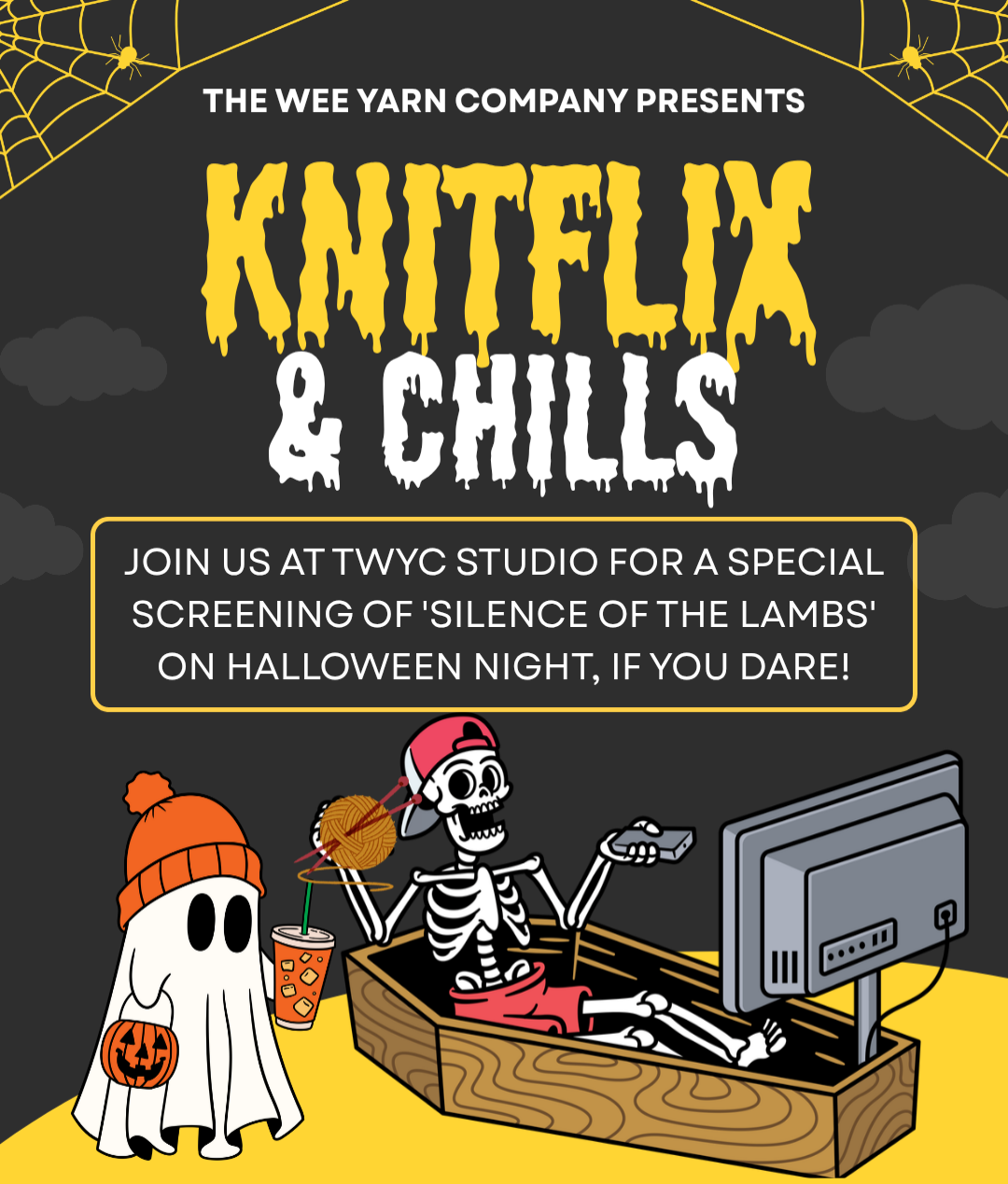 Knitflix and Chills: TWYC Halloween Movie Night